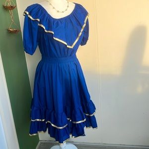 Vintage 70s Malco Modes Blue and Gold Square Dancing Set